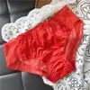 [Rojo Ancola] 880# Ropa Interior Roja Grande de Año Nuevo Malla de Encaje Seda de Hielo Ropa Interior Roja