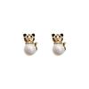 Pendientes de plata 925 con forma de tigre pequeño y diseño de doce signos del zodiaco de este año, con un temperamento que combina con todo, pendientes de perlas de moda nacional.