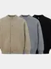 Estilo Old Money Suéter Cardigan Gris Chaqueta para Hombre Otoño Retro Americano Tejido Pesado Material de Canalla Guapo Esposo Top