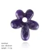 Colgante de Flor de Cinco Pétalos de Piedra Natural, Collar Hecho a Mano Estilo Antiguo DIY, Decoración de Cadena para Suéter, Pétalos de Cristal Natural en Forma de Flor