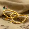 Nuevo Brazalete de Nudo de Bambú de Alta Gama Estilo Chino, Brazalete de Nudo de Bambú Hoja de Bambú para Mujer, Mismo Estilo que el de Zhou en Xiaohongshu
