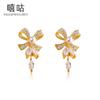 Pendientes colgantes de lazo de plata Xigu E1820 S925, ligeros, de lujo, estilo palacio retro, diseño original, 2024, nuevos