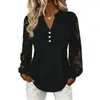 2026 Verano Nueva Ropa Femenina Europea y Americana Transfronteriza Elegante para el Trabajo Color Sólido Cuello en V Blusa de Encaje