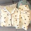 Pijama Lacinho da Moda para Mulheres, Primavera e Outono, Tecido Enrugado, Conjunto Manga Longa, Alto Valor, Pode Ser Usado Fora, Roupa de Descanso, Fotos Reais, Atacado