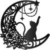 Colgante decorativo de pared con silueta de gato negro de luna de hierro de gran venta transfronteriza.
