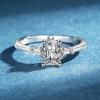 Anel Irregular de Prata S925 Transfronteiriço Europeu e Americano, Anel Quadrado Pequeno, Anel Retangular com Diamante de 80 Pontos, Anel Feminino, Anel de Casamento, Presente para Namorada