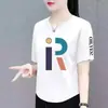 Comercio Electrónico Transfronterizo Stock de Liquidación Marca Grande Etiqueta Cortada Mostrador Comercio Exterior Ropa de Mamá Verano Nuevo Manga Corta Irregular Top Camiseta Mujer