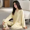 Pijama Novo Estilo, Cardigã 100% Algodão, Calça de Manga Longa, Tamanho Grande, Roupa de Casa Doce e Fofa para Outono e Inverno, Pode Ser Usado Fora como Conjunto