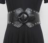 Cinturón ancho de moda para mujer, decoración de falda, vestido, sello de cintura, accesorios de abrigo, cinturón elástico, cinturón de falda negro y verde.