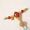 Novo Conjunto de Três Voltas de Ágata Vermelha de Alta Qualidade Eixo Universal Acessórios DIY Pulseiras de Tecelagem com Corda Tecidas à Mão Acessórios para Brincadeiras Culturais