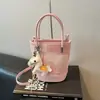 Bolso Cubo de Gran Capacidad de Color Contrastante Simple Estilo Nuevo 2026 para Mujer, Bolso de Hombro con Textura Retro Lindo, Bolso Tote para Viajes Diarios