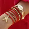 Pulsera trenzada con cuentas de concha estilo bohemio nuevo transfronterizo, estilo playa, juego de siete piezas de cuentas de arroz y estrellas de mar