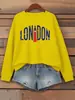 Moletom Feminino Estampado Paisagem Urbana de Londres, Roupa de Outono Solta, Suéter Pulôver de Combinação Total
