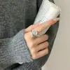 Anillo texturizado de plata de ley S925 para mujer, diseño abierto ajustable, estilo de nicho de alta gama, anillo versátil de lujo ligero para el dedo índice, nuevo