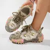 Nuevo modelo de comercio exterior transfronterizo: zapatillas tipo dad para mujer con suela de durián y pedrería, diseño floral pequeño, transpirables, llenas de pedrería, talla grande, zapatos deportivos y casuales para mujer