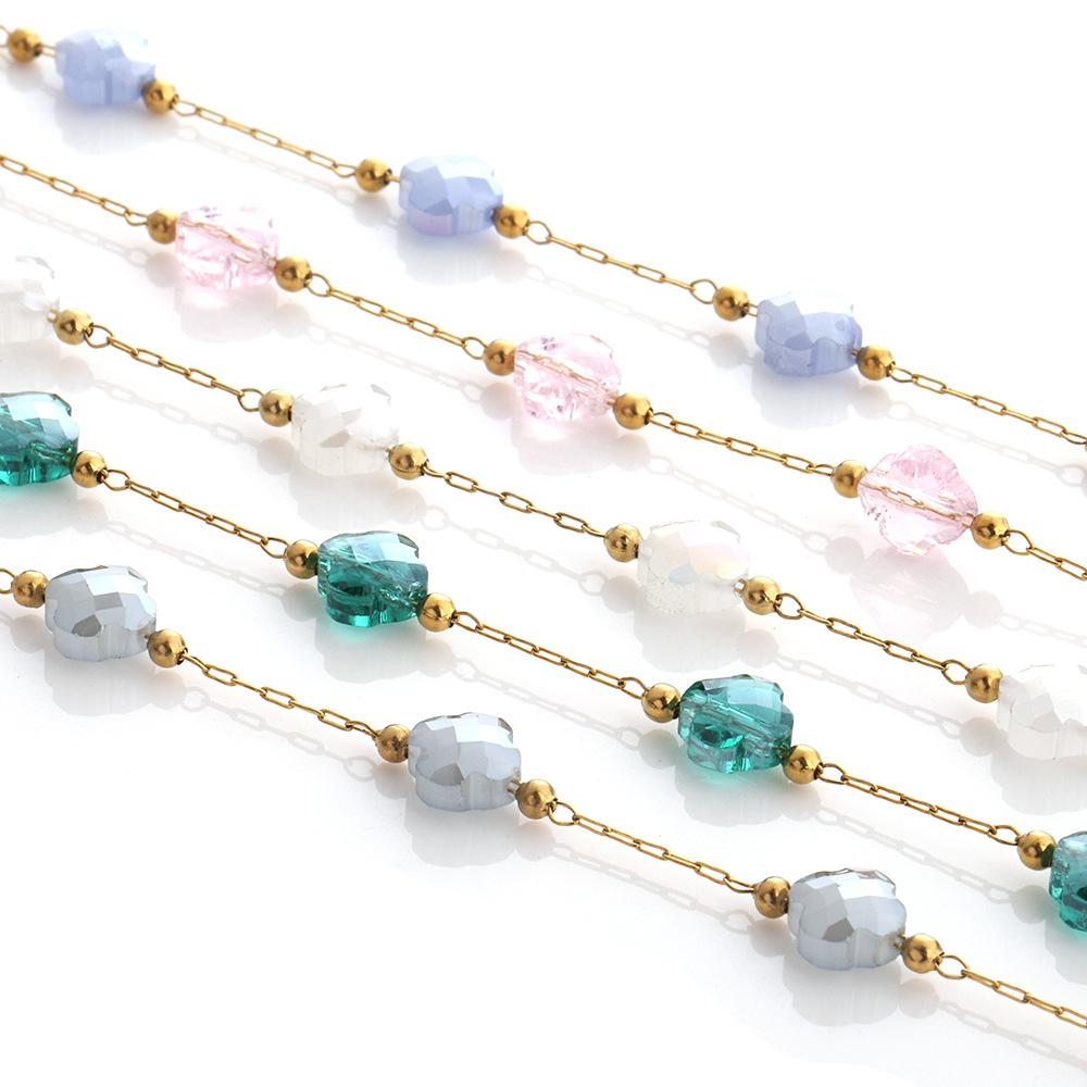 不锈钢水晶四叶草链条9