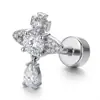 Aretes de Acero Inoxidable con Diseño de Nicho, Aretes de Zirconia de Cisne Pequeño, Tornillos para Cartílago Auricular, Piercing Corporal, Joyería Transfronteriza