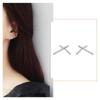 Brincos de prata 925 personalizados estilo japonês e coreano jóias de orelha simples estilo frio das mulheres cruz diamante x internet popular all-match super fada