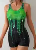 Traje de baño de una pieza sin mangas con estampado de estilo europeo y americano, para mujer, de pierna cuadrada, sin espalda, adelgazante, para entrenamiento de natación