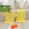 Ropa Infantil Coreana Verano 2024 Conjunto de Ropa de Casa Infantil Camiseta de Bebé Pantalones de Siete Puntos Conjunto de Dos Piezas Atuendo para Hermano y Hermana