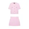 Estilo Europeo y Americano para Mujer Venta al por Mayor Top de Punto de Manga Corta para Mujer Minifalda de Punto