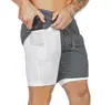 Pantalones Cortos de Doble Capa Estilo Europeo y Americano Transfronterizos para Hombre, Color Sólido para Gimnasio, Entrenamiento, Baloncesto, Deportes, Pantalones Cortos de Cinco Puntos para Hombre