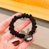 Coreia Dongdaemun Laço Cristal Full Diamond Prendedor de Cabelo Anel de Cabelo Moda Retrô Scrunchie Francês Corda de Cabelo Elástico