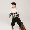 Sudadera para Niños Changguo Nuevo Estilo Patchwork a Cuadros Infantil Top Pullover Manga Larga Estilo Primavera y Otoño para Niños