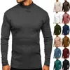 Camiseta térmica esportiva e de fitness em fleece dupla face, camada base unissex, camada base masculina de manga longa com gola alta para outono/inverno transfronteiriça