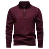 O principal produto da Amazon transfronteiriça é o suéter casual masculino de alto volume para outono e inverno, malha com zíper parcial e forro de fleece para homens