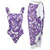 [Traje de baño tipo suit para vacaciones en aguas termales para mujer] Traje de baño de playa con falda de gasa de gasa cruzada europea y americana Amazon