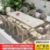 Mesas y Sillas de Exterior Mojia, Mesas de Aleación de Aluminio para Jardín y Patio, Mesa y Sillas de Ratán Creativas Nórdicas para Terraza y Balcón
