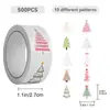 500 Hojas/Rollo Pegatinas de Rollo de Árbol de Navidad Maleta Taza de Agua Funda de Teléfono Móvil Decoración de Computadora Pegatinas Autoadhesivas Impermeables DIY