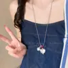 Colar Coração Flor Estrela Design de Nicho Feminino Corrente Longa para Clavícula Acessórios com Pingente Corrente para Pescoço Halter Y2K