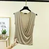 Camiseta básica ligera 2026 con diseño cruzado, sin mangas, cuello en V, de modal, top tipo tank top versátil para mujer, salida de baño de verano