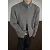 Chaqueta Cardigan de Punto Rayado para Hombre Otoño Invierno Top Estilo Old Money de Alta Gama Cuello Alto Doble Cremallera Suéter Venta al por Mayor
