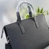 Maletín Cruzado para Hombre Bolso de Mano para Oficina de Negocios para Hombre Simple de Cuero Genuino Saffiano Gran Capacidad Color Sólido
