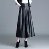Moderna falda de cuero línea A para mujer, nueva colección otoño e invierno 2026 estilo coreano de cintura alta, adelgazante, casual, de longitud media