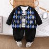 Roupa de Outono para Meninos Nova Estilosa Roupas Infantis para Bebês Primavera e Outono Casual Baseball Conjunto de Três Peças Moderno