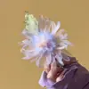 Pinza para el pelo de malla con peonías estampadas en caliente, degradado completo, nuevo, hecho a mano, súper de hada, para Primavera y Verano, tocado Hanfu, accesorios para el pelo estampados en caliente