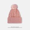 Gorro de Punto Cálido Otoño e Invierno Transfronterizo para Mujer con Pompón Grande, Gorro de Lana Versátil de Color Sólido Estilo Europeo y Americano, Forrado de Felpa y Engrosado para Uso en Exteriores