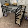 Cama de Hierro Forjado Nórdico con Espacio Debajo, Cama Sencilla y Ahorradora de Espacio para Apartamento, Cama de Marco de Hierro de Doble Capa, Cama Matrimonial, Marco de Acero