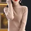 Nuevo top de punto fino para mujer, de canalé, corte ajustado y cuello semi-alto, suéter para otoño e invierno, adecuado como prenda exterior y como capa base, delgado