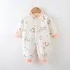 Mameluco Acolchado de Algodón Fino para Bebé 40g Otoño/Invierno Manga Larga Algodón Puro Sin Huesos Clase A Ajustado Bodysuit Engrosado Cálido Traje de Gateo