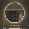 Espelho Inteligente para Decoração de Hotel Banheiro Sensor Anti-Embaçante Espelho de Maquiagem LED Redondo Sensível ao Toque Espelho de Lavatório