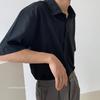 Camisa de seda gelo fina de celebridade da Internet de verão 2021, masculina, manga curta, combinação completa, não passável, Ruan Shuai, marca de moda solta, estilo coreano