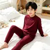 Conjunto de ropa interior térmica de forro polar para niños y niñas, pijama de otoño e invierno, ropa casera sin costuras, ropa y pantalones de otoño para bebé, color liso