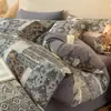 Juego de cuatro piezas vintage de algodón puro Clase A, funda nórdica y sábana de 100% algodón puro cepillado, juego de ropa de cama de tres piezas de lujo ligero para dormitorio