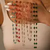 Collar de Moda Transfronterizo Europeo y Americano Cadena para Clavícula de Vidrio de Color Metal Versátil Joyería de Lujo Ligero Dropshipping