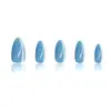 Adesivos de Unha Azul Oceano Novos Personalizados, 10 Peças, Manicure Codificada em Formato de Amêndoa, Unhas Postiças Cat-Eye Feitas à Mão